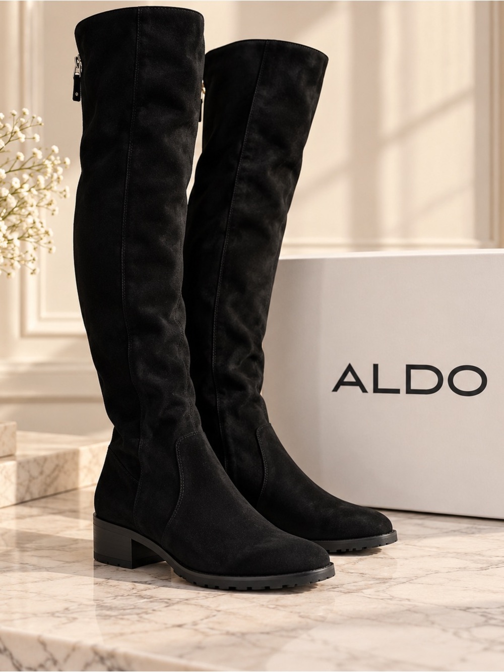 ALDO Black Over-the-Knee Suede-Look Boots